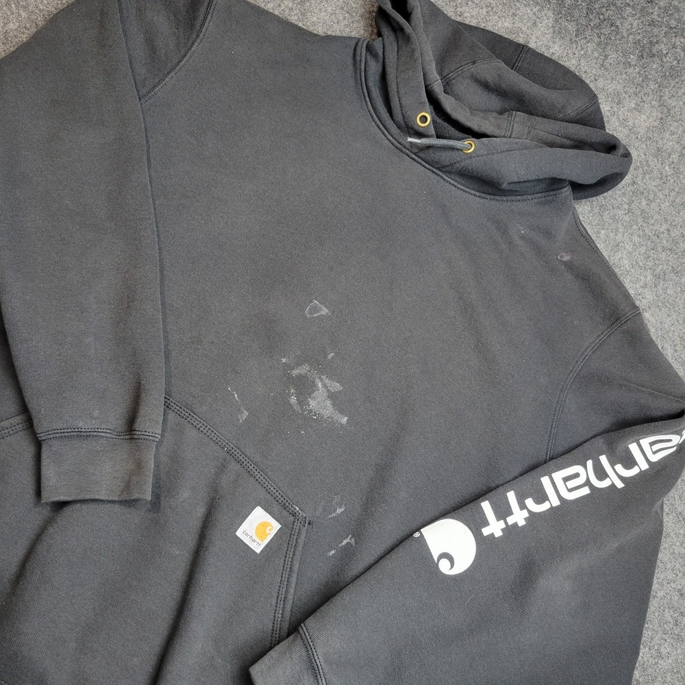 Carhartt Hoodie Mens 2XL Gray Fleece Lined Loose Fit Kangaroo Pocket Pullover